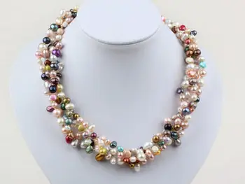 Šiuolaikinės Tvist Multi-Color Keturių kryptis Stambusis Gėlavandenių Perlų Vėrinį 50cm