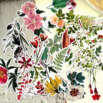 31pcs Retro Pušies Gėlių Plonas Popierius, estetinės Lipdukai Amatų Ir Scrapbooking Dekoratyvinės Gėlės Lipdukas Gražus 