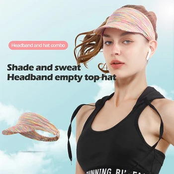 3 Spalvų Ponios Lauko Dryžuotas Saulės Skrybėlę Teniso Skrybėlę Moterų Big Pastoge Elastinga Sporto Lankelis Turas Kepurės Snapeliu
