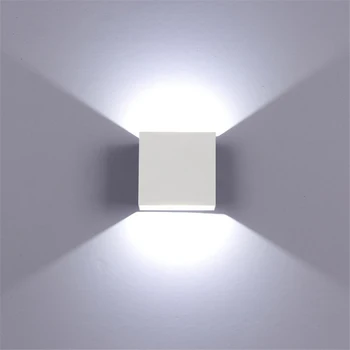 Patalpų Sienos Lempa 6W LED Šviestuvas Eilėje Kvadratinių Sienos Sconce Miegamojo Sienos Žibintai LED Balta/Juoda Spalva