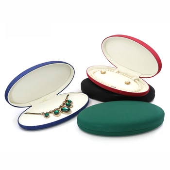 Smulkių perlų papuošalai dovanų dėžutė, Nauji karoliai, auskarai rinkinys dėžutėje, ovalo formos papuošalų laikymo dėžutė didmeninė Prieinamas kelių spalvų