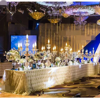 Nauja stiliaus Krištolo šviestuvai žvakių laikiklis vestuvių centerpieces 9 ginklų kristalų žvakių laikiklis, vestuvių stalo senyu130