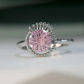 S925 sidabro vainikėlis-formos rožinis topazas brangakmenio unikalus kokybiškos atidaryti putojantis prabanga ametistas elegantiškas ponios žiedas