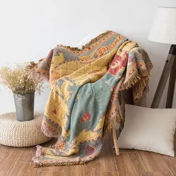 retro pasaulio žemėlapyje mesti antklodę medvilnės apima lova storas kilimas sofos antklodė padengti kambarį apdaila sofa rankšluostį XT08