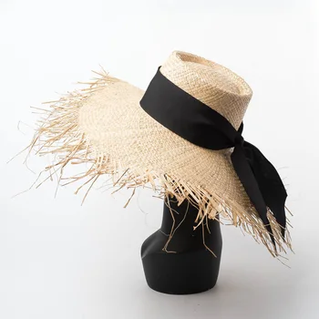 Amerikietiško stiliaus pavasarį ir vasarą vertus Bianla žolės žiedas flat top šiaudų skrybėlę nuo saulės paplūdimyje Rafi šiaudų moteriška suknelė, skrybėlė skydeliai Suaugusiųjų