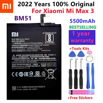 100% Originalus Xiao mi BM51 5500mAh Baterija Xiaomi Max 3 Max3 MiMax3 Aukštos Kokybės Telefono Pakeitimas+Nemokamas Lipdukai
