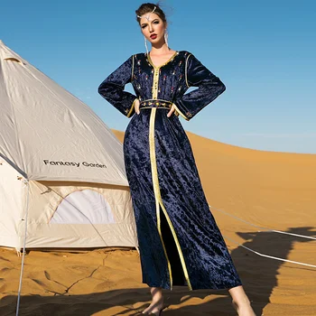 Aksomo Abaja Ilga Suknelė Kaftan Moterų Deimantų Maroko Vakarą Caftan Musulmonų Šalis, Vestuvių Suknelės, Dubai Saudo Arabijos Įlankos Jalabiya