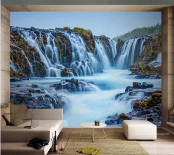 Papel de parede Gražus Islandijos krioklys 3d tapetai, tv sienos. miegamasis KTV baras freskos sienų apdaila