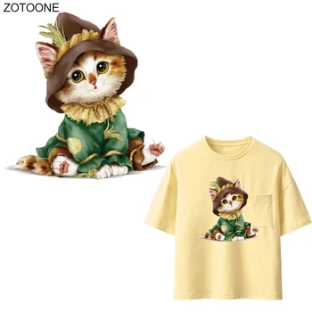 ZOTOONE Animacinių filmų Gyvūnų Pleistrai Cute Kačių Lipdukas Vaikams Geležies Perdavimus Drabužius T-shirt 
