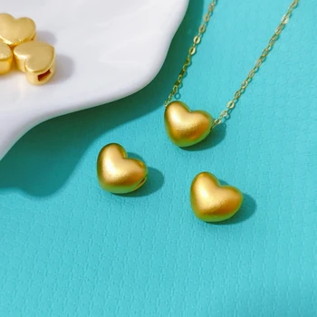 Naujas Atvykimo 999 24K Geltonojo Aukso Pakabukas Moterų 3D Aukso Širdies Karoliai Pakabukas 1pcs
