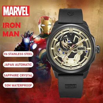 Marvel Keršytojas Geležinis Žmogus Skeletas Automatinis Laikrodis 24 Brangenybės Japonija Mechaninė Judėjimas, Nerūdijančio Plieno, Safyro Kristalas