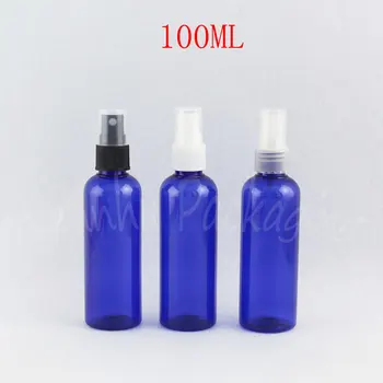 100ML Mėlynos spalvos Plastikinis Buteliukas Su Purškimo Siurblio , 100CC Tuščias Kosmetikos Konteinerių , Vandens / Tonerio Sub-išpilstymo į butelius ( 50 VNT/Lot )