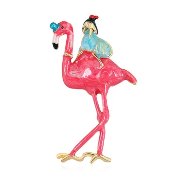 TULX Mielas Emalio Flamingo Sages Moterims, Paukščių, Gyvūnų Sagė Atlapas Pin Mados Suknelė Megztinis Kailis Priedai