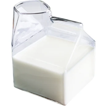 Gamyklos tiesioginių 1 vnt 300ML stiklo puodelis pieno box cup Pusę Pintos Pieno Dėžutės Stiliaus Kūrybos Mini Krematoriumas Stiklo Ąsotis Pieno Puodelis