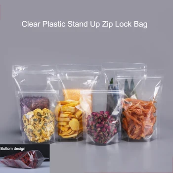 10-50Pcs skaidraus Plastiko Atsistoti Zip-Lock Maišą Maisto Saugojimo Krepšys Drėgmei atsparus Sandarinimo Maišeliai
