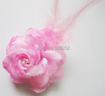 8CM dirbtinio šilko blizgučiai rožės plunksna su clip,gėlių galvos vainikas,kalėdų ekrano užsklandą,riešo corsages,apdailos reikmenys