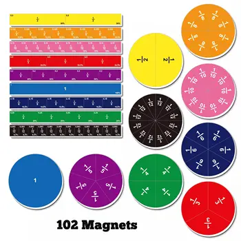 102 Vnt. Magnetinių Frakcija Plytelės & Ratą Frakcija Set Montessori Matematikos Žaislai klasėje homeschool matematikos mokymo priemonių