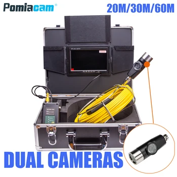 WP70E 20M-50M Kabelio Endoskopą 7 colių LCD 12LED/6LED Dual kameros Kanalizacijos Vamzdžių Tikrinimo Sistemą, Borescope video su Aliuminio dėžutė