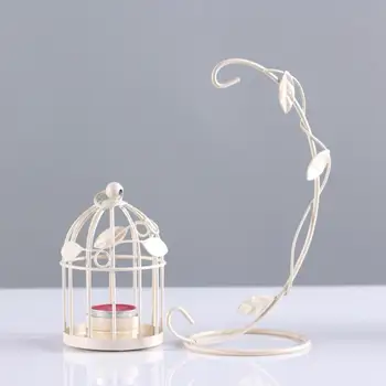 Naudinga Žvakių Laikiklis Kolekcines, Žvakė Stovi Europos Stiliaus Kūrybos Lapai Paukštis Narve Geležies Dekoratyvinių Žvakių Laikiklis