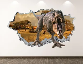 Dinozaurų Sienos Lipdukas - Miško 3D Sutriuškino Sienos Menas, Lipdukas Vaikai Kambario Dekoro Vinilo Namų Plakatas Užsakymą Dovana KD336