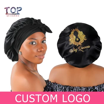 Logotipą 10 Spalvų Moterys Wrap Kepuraitės Su Plačiu Krašto Valdymo Wrap Satino Galvos Juosta Miego Variklio Dangčio