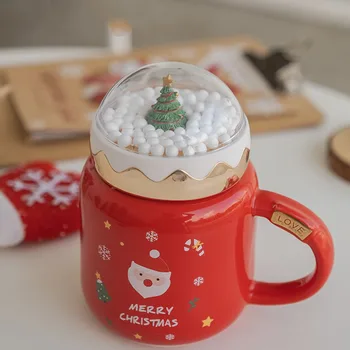 Kalėdų Kavos Puodelis Su Dangteliu Keramikos Namuose, Pieno Puodelis Kalėdų Eglutė Office Drinkware Puodeliai Kavos Puodelį, Poroms tazas кружки