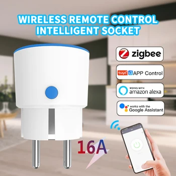 16A Tuya ZigBee 3.0 Smart Power Plug ES Lizdas Smart Energijos Monitorius Lizdo Belaidžio ryšio Balso Nuotolinio Valdymo Alexa 