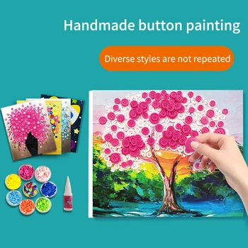 Vaikų rankų darbo mygtuką tapybos pusfabrikačių, rankų darbo lipdukai 8 iki 14 metų, dėlionės mygtuką, dažymas, pilnas komplektas įrankiai