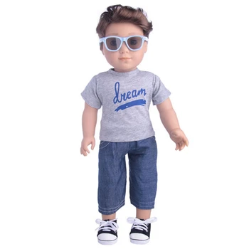 Naujas atvykimo atsitiktinis marškinėliai ir kelnės aprangą 18 colių Amerikos Logan berniukas, lėlės, drabužiai, kūdikių lėlės, bo