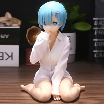 Japonijos Anime Re:Gyvenimas kitame Pasaulyje Nuo Nulio Seksuali Mergina, Balti Marškiniai Rem PVC Paveikslas Modelis, Žaislai, Lėlės, Papuošti Darbalaukį Dovana