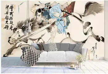 Custom freska ant sienos 3d tapetai Japonijos rašalo ninja arklių samurajus namų dekoro foto tapetai už kambarį