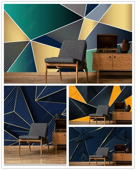 Papel de parede Šiaurės modernūs, prabangūs, aukso linija geometrinis abstract 3d tapetai,svetainė, miegamasis, sienų dekoras baras KTV freskos