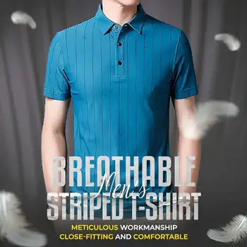 Plonas Aukštos Ruožas Vyrų\ \ 's Kvėpuojantis Dryžuotas marškinėliai Polo Marškinėliai Vasarą Kvėpuojantis Kietas Streetwear Vyrų Atvartas Viršūnes Dropshipping