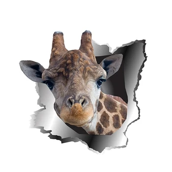 Mados 3D Juokinga Gyvūnų Žirafa, Automobilių Lipdukai Suplėšyti Metalo Vinilo Decal Namo Sienos, Automobilių Langų Aukštos Kokybės Apdailos