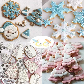 14pcs/set Animacinių filmų Kalėdų Cookie Cutter Pelėsių 3D Sausainių Kepimo Įrankis Kalėdų Snaigės Apdailos Kalėdų Dovanų Šalis