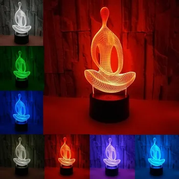 GOOZY 3D LED Nakties Šviesos 7 Spalvų Meditacija, Joga, Miegamojo Lempa Kambarį Šviesos Stalas Stalo Apdailos Naktį Šviesos