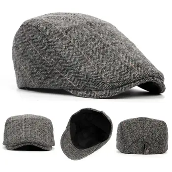 Žieminės Kepurės Siaubingas Žiemos Vyrų Dryžuotas Skrybėlę Reguliuojamas Newsboy Kepurės