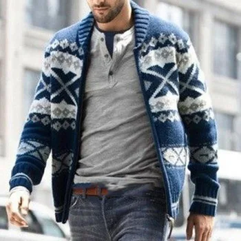 Vyrai Atvartas Megztiniai Mados Šiltas Ilgomis Rankovėmis Megztinis Žiemą Cardigan Sweatshirt2022