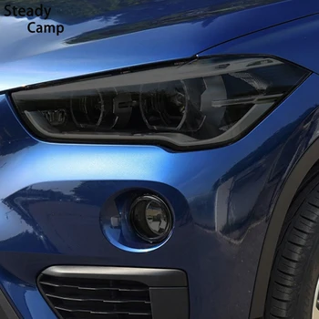 2 Vnt BMW X1 F48 2015-Automobilių Šviesų Atspalvį Dūmų Juoda Apsauginės Plėvelės Vinilo Apsaugos Skaidrios TPU Lipdukas Priedai