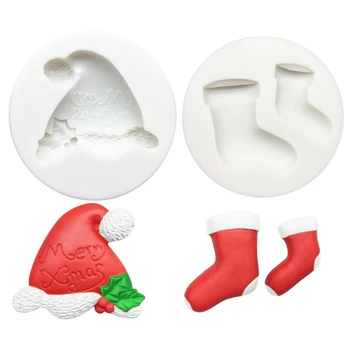 2 vnt Kalėdų Skrybėlę Gyvulių Silikono Formos Sugarcraft Keksiukų Kepimo Formą Minkštas Tortas Dekoravimo Įrankiai