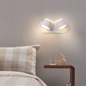 Šiaurės paprasta, modernios LED lova skaityti sienos lempos dvivietis vadovas tyrimas lempa gali pasukti prie sienos lemputė su jungikliu Patalpų sienos žiburiai