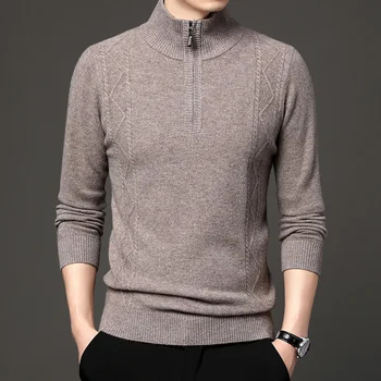 drabužių 1mens 100% grynos vilnos megztinis su užtrauktuku aukšto kaklo žiemos sutirštės mezgimo dugno marškinėliai