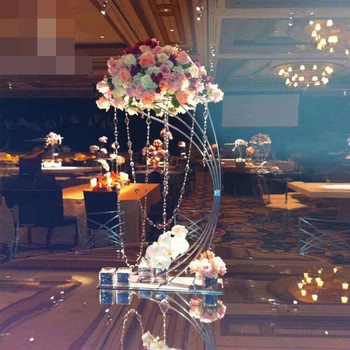Blizga Aukso Metalo Stalo Centerpieces Gėlių Kompozicijų Ekranas Turėtojas Kristalų Vestuvių Gėlių Stovas Gimtadienio Viešbutyje