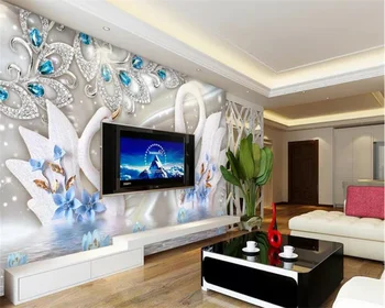 papel de parede Užsakymą tapetai 3d freskomis Europos audito stiliaus papuošalai swan TV fono sienos dokumentų namų dekoro 3d tapetai