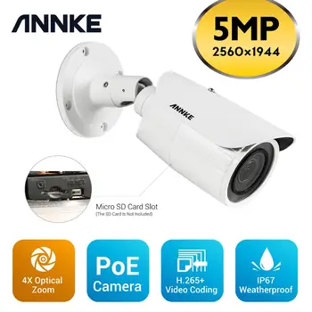 ANNKE 1PC Zoom PoE Atitinka 5MP HD ir 4X Optinio Zoom POE Kamera, Lauko, Patalpų oro sąlygoms Saugumo Tinklo Kulka Įspėjimą el. Paštu