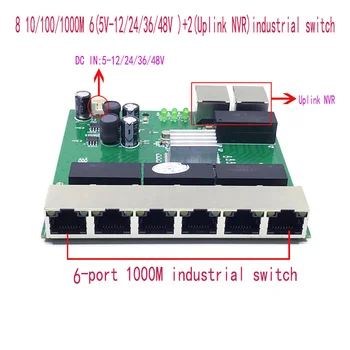 Industrial Ethernet Switch 8 Modulis Uostų Unmanaged10/100/1000mbps valdybos OEM Auto jutimo Uostų PCBA valdybos 5V12V24V36V48V