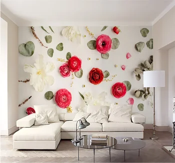 XUESU 3d kūrybos ranunculus rožių lapų, džiovintų gėlių TV fono sienos užsakymą tapetai, freskos 8D vandeniui atsparus sienų danga