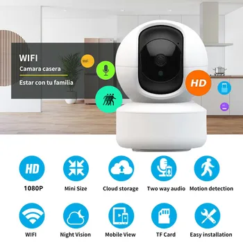 1080P Naktinio Matymo Kamera IP WiFi Patalpų Smart Home Security Apsauga, Vaizdo Stebėjimo Kameros Kūdikio stebėjimo Kamera