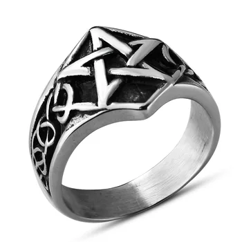 Sainmax Nerūdijančio Plieno Žiedas Penkių Žvaigždučių Viking Vyras Žiedas Papuošalai, Aksesuarai