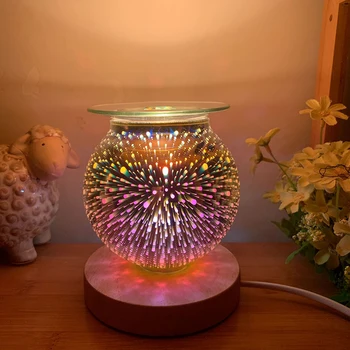 Eterinis Aliejus Difuzoriaus Aromaterapija Difuzoriai, 3D Stiklo Dangtelį ir LED apšvietimo Ekranas Spalvinga Naktis, Šviesa ir Laidinio Valdymo